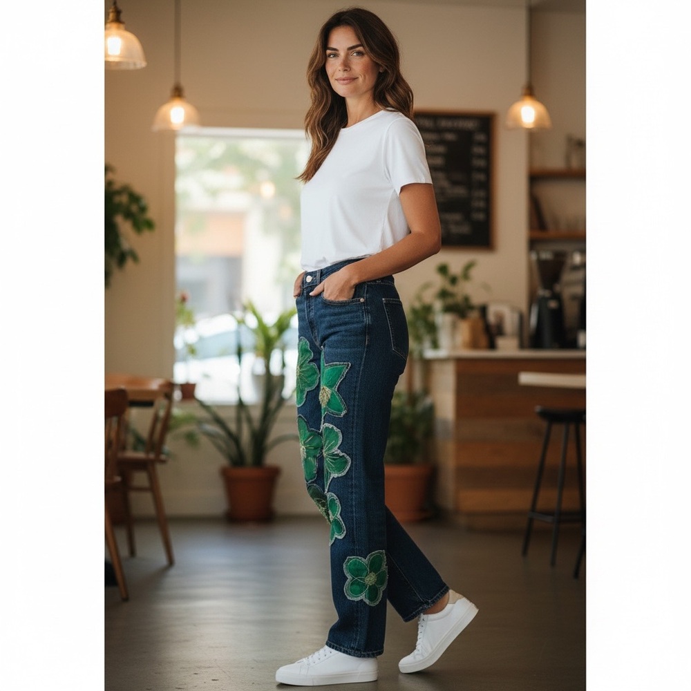 Free People Rialto Jean Project Embroidered Jeans size 24 fits up to size 25 - Picture 3 of 7